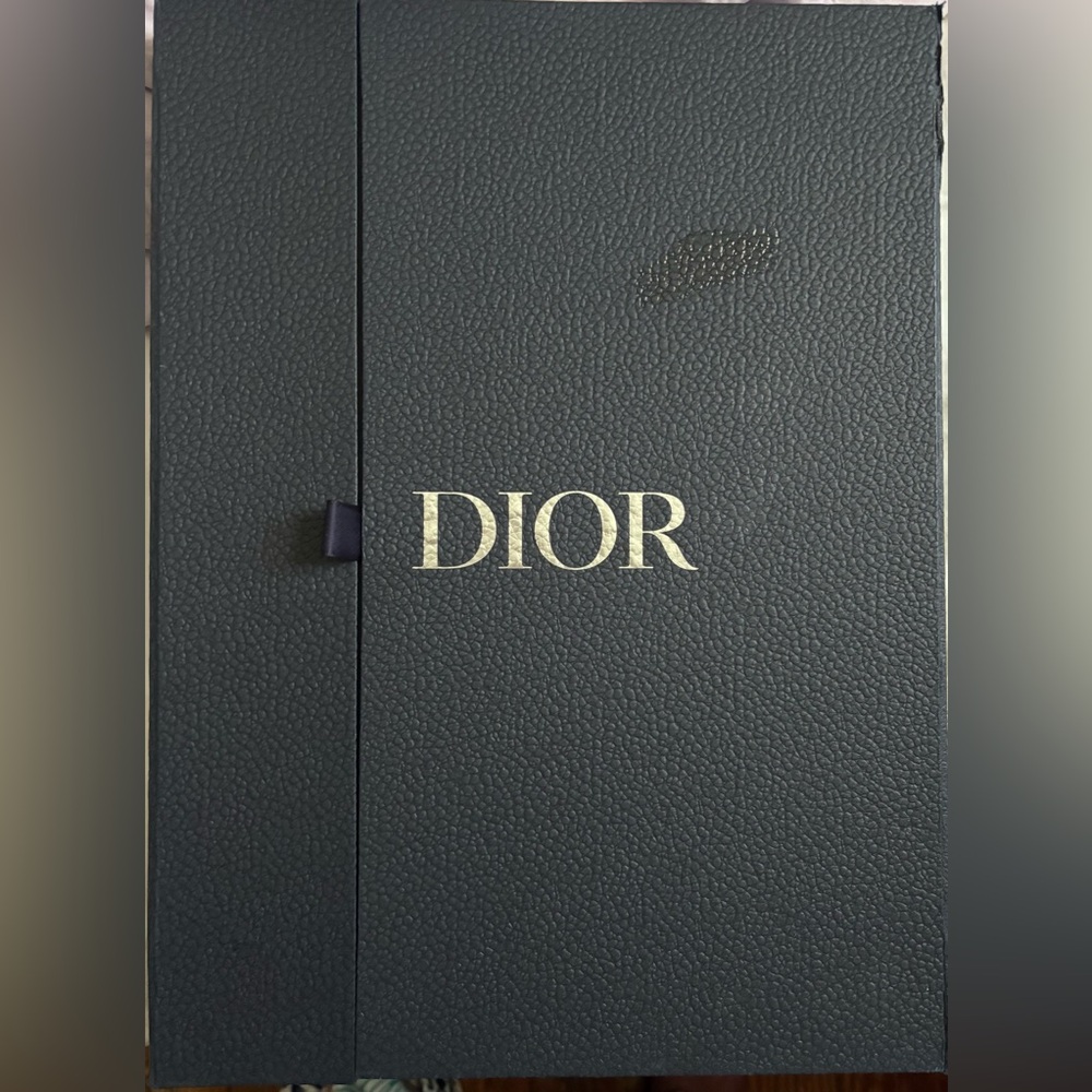 Christian Dior Logo Vintage Monsieur Navy Fringe Scarf Unisex With Dior Box - Picture 3 of 8
